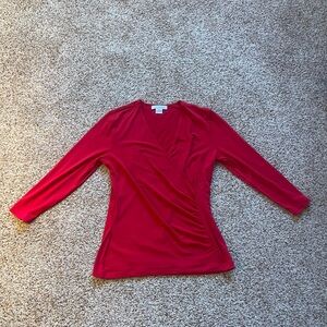 Liz Claiborne Red Wrap-Style Blouse